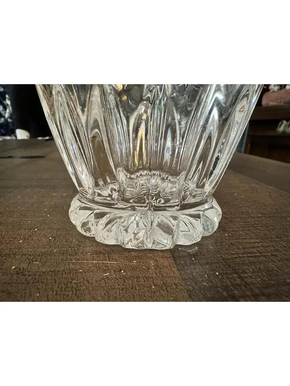 Vintage Crystal Cut Glass Vase with Floral Etching - 7.5 Inches Tall